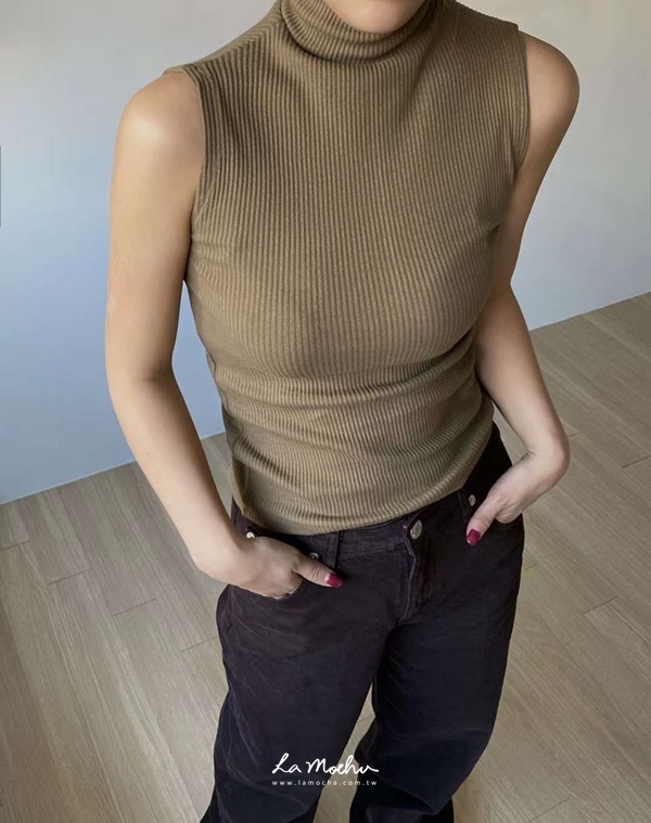 立領歐美坑條修身上衣